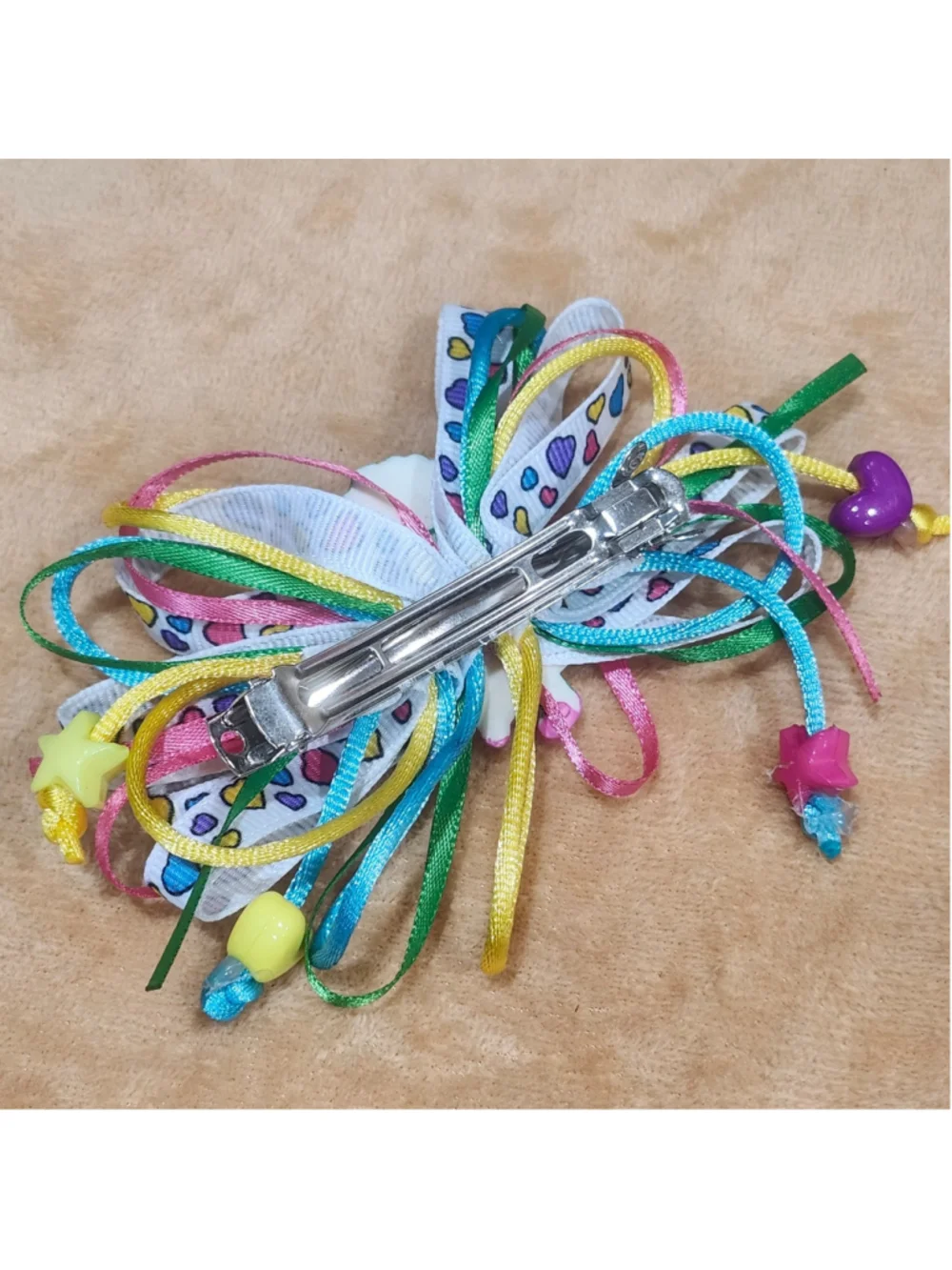 Vintage Barney & Friends Baby Bop Hair Ribbon Bow 1990s Handmade Metal Clip